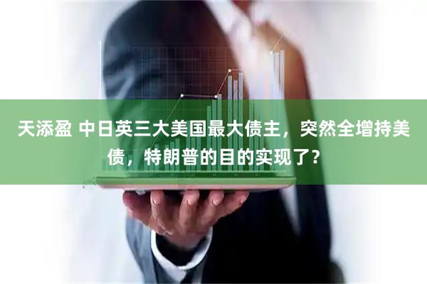 天添盈 中日英三大美国最大债主，突然全增持美债，特朗普的目的实现了？